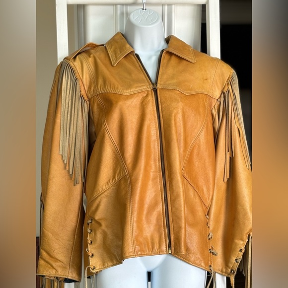 Branded Leather Fringed Custom Leather Jacket - Picture 1 of 5
